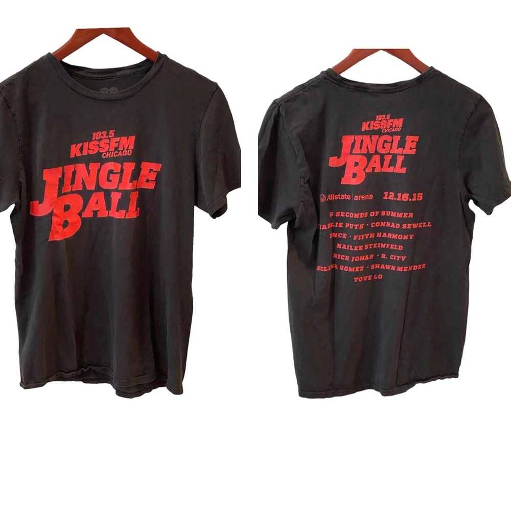 Y2K Retro Jingle Ball Concert Tee Rock iHeart 2015 Kiss 5SOS 1D Mendes Band Merc